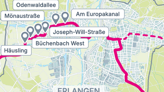 Die StUB-Strecke: Büchenbach