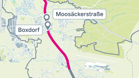 Die StUB-Strecke: Boxdorf