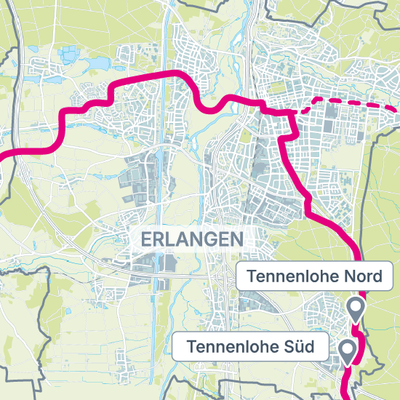 Die StUB-Strecke: Tennenlohe
