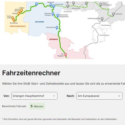 Unser Fahrzeitenrechner der StUB