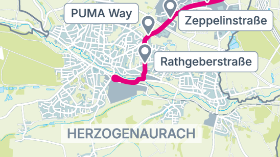 Die StUB-Strecke: Herzo Hase bis Rathgeberstraße