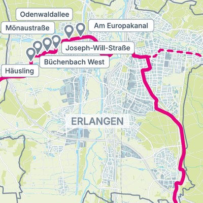 Die StUB-Strecke: Büchenbach