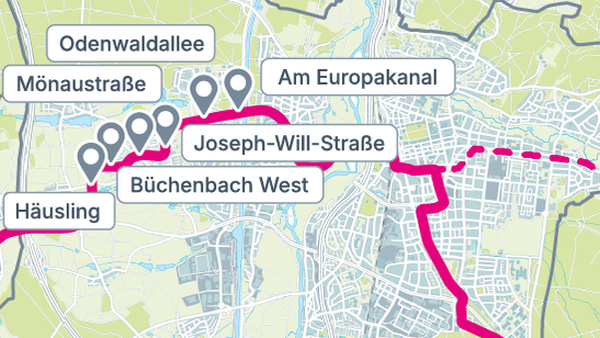 Die StUB-Strecke: Büchenbach