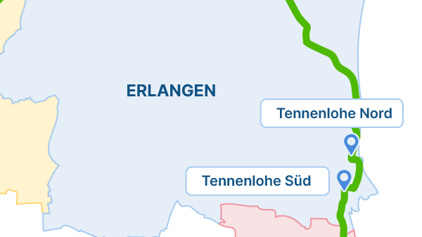 Die StUB-Strecke: Tennenlohe