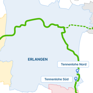 Die StUB-Strecke: Tennenlohe