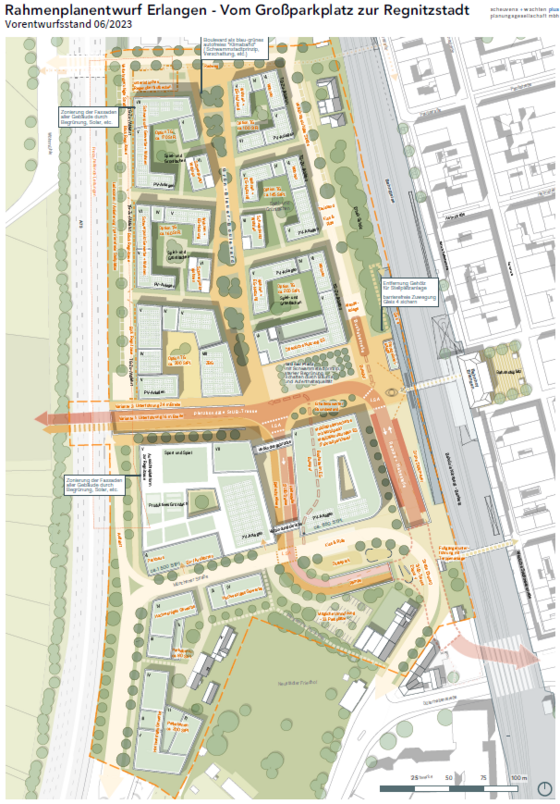 Vorplanungsstand der Regnitzstadt in Erlangen