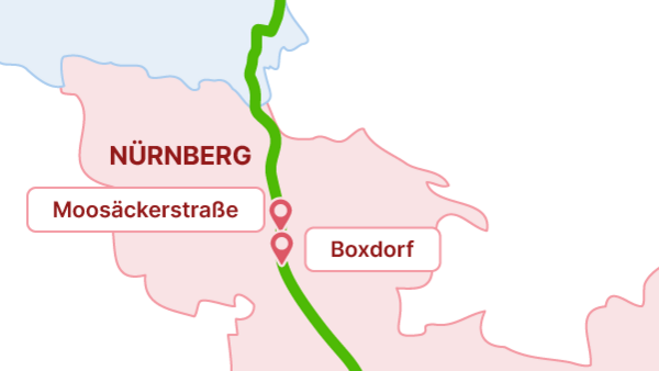 Die StUB-Strecke: Boxdorf
